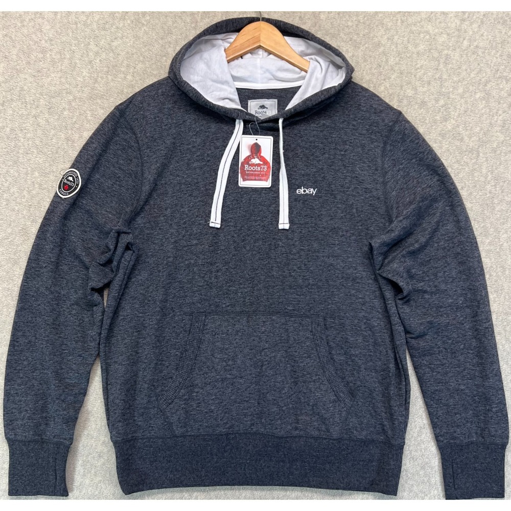 NWT Roots73 Men's William Slake Knit Pullover Hoodie Smoke Black Long Sleeve L